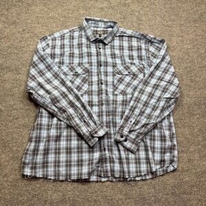 BoohooMAN Flannel Shirt Mens Large Blue Brown Plaid Long Sleeve‎ Button Down Top
